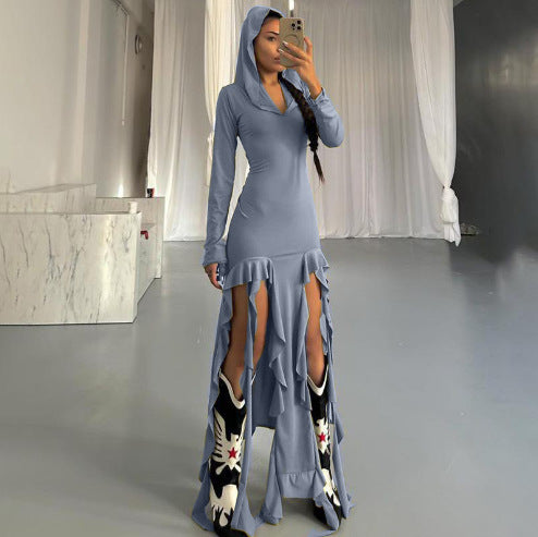 hooded irregular dress - MRSLM