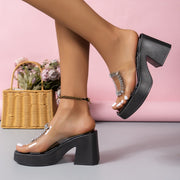 high-heeled rhinestone open-toe sandals, view 6 - MRSLM