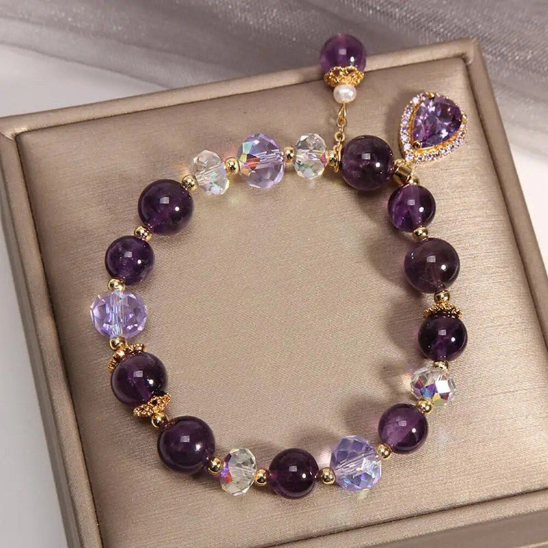 Natural amethyst water drop pendant bracelet, view 4 - MRSLM