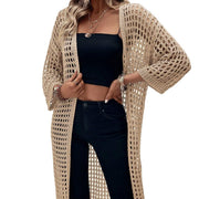 Women's open-knit long cardigan, view 4 - MRSLM