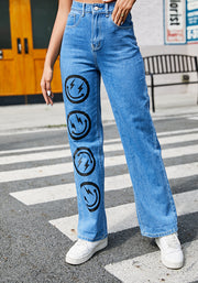 Women's street straight jeans in blue, view 4 - MRSLM