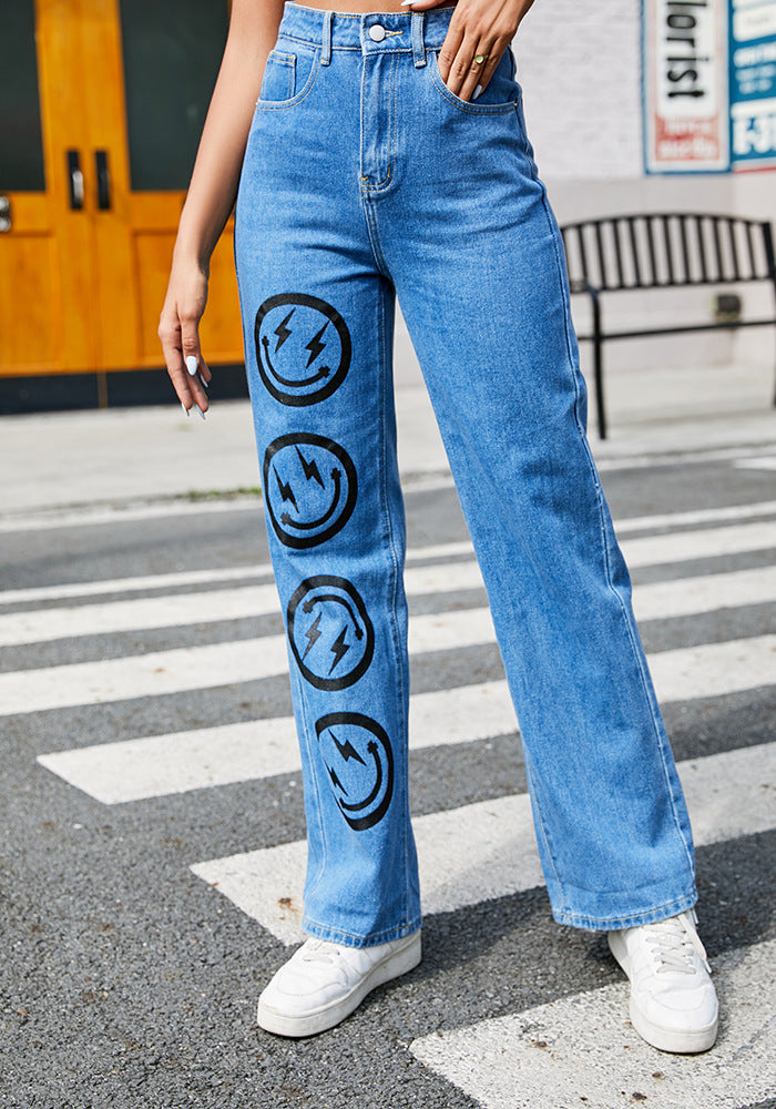 Women's street straight jeans in blue, view 4 - MRSLM