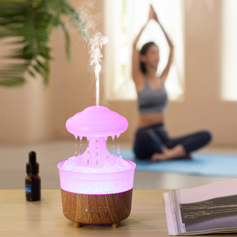 Rain Cloud Night Light Humidifier With Raining Water Drop Sound And 7 Color Led Light Essential Oil Diffuser