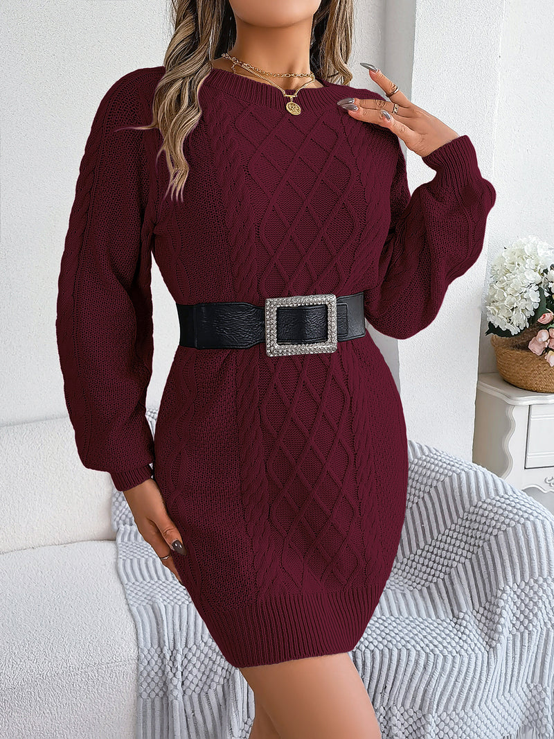 Women's cable knit sweater dress, view 9 - MRSLM
