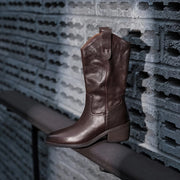 brown leather cowboy boots for women, view 9 - MRSLM