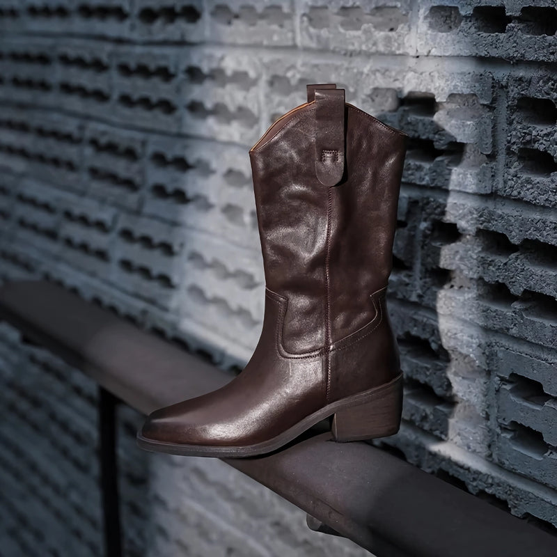 brown leather cowboy boots for women, view 9 - MRSLM