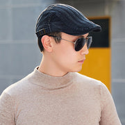 mens casual cotton flat-top beret cap, view 5 - MRSLM