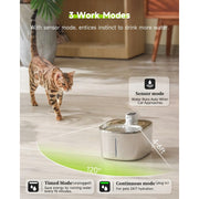 wireless stainless steel pet water fountain, view 5 - MRSLM