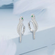 platinum plated zircon snake earrings, view 3 - MRSLM
