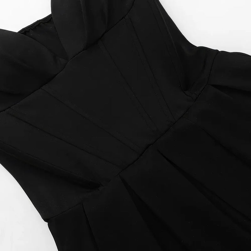 black spaghetti strap maxi dress, view 8 - MRSLM