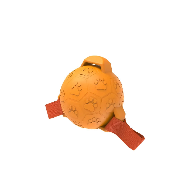 interactive dog soccer ball with straps, view 2 - MRSLM
