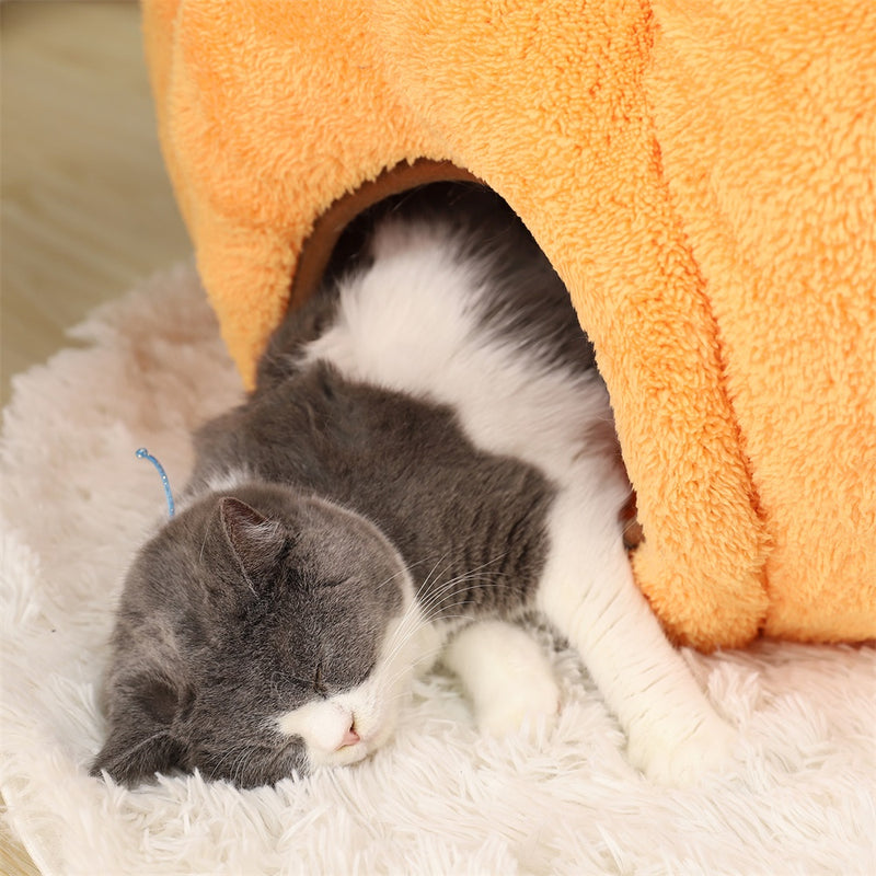 Pumpkin-shaped winter pet bed, view 3 - MRSLM