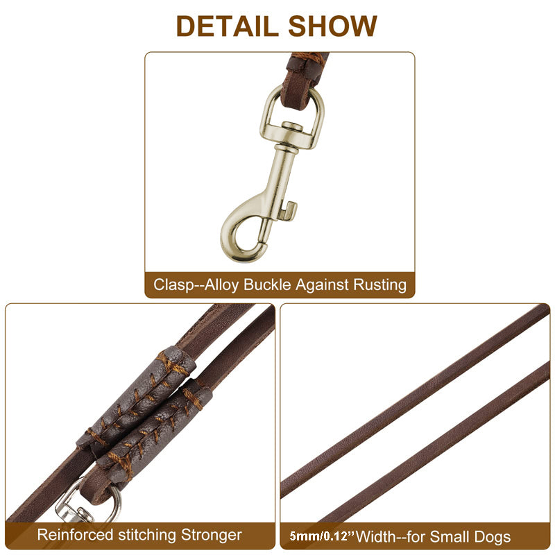 genuine leather dog leash, view 4 - MRSLM