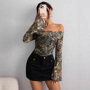 mesh printed off-shoulder fitted top, view 3 - MRSLM