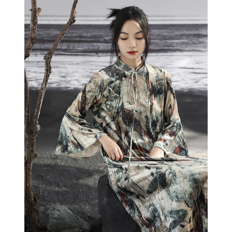 dark velvet retro long dress, view 3 - MRSLM
