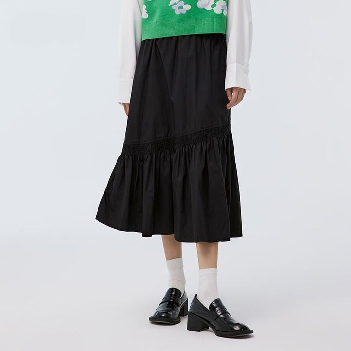 Elegant Mid-Calf Black Skirt for Women