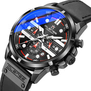 men's luminous sports watch leather strap, view 6 - MRSLM