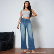 wide-leg cropped gray jeans for women, view 4 - MRSLM