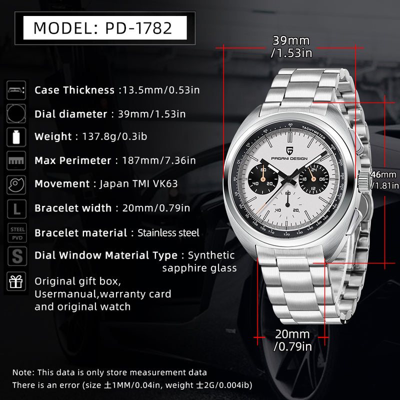 men's panda dial chronograph watch, view 10 - MRSLM
