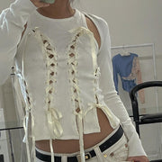 women's french cut-out short vest top, view 3 - MRSLM