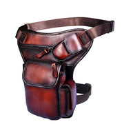Men's oil waxed leather leg waist bag, view 12 - MRSLM