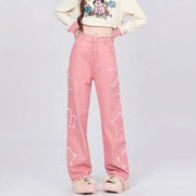 pink wide leg jeans, view 5 - MRSLM