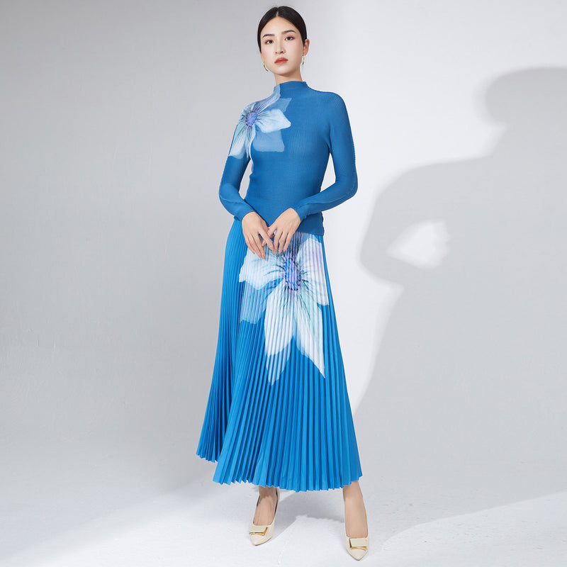 women's blouse and floral pleated skirt autumn suit, view 6 - MRSLM