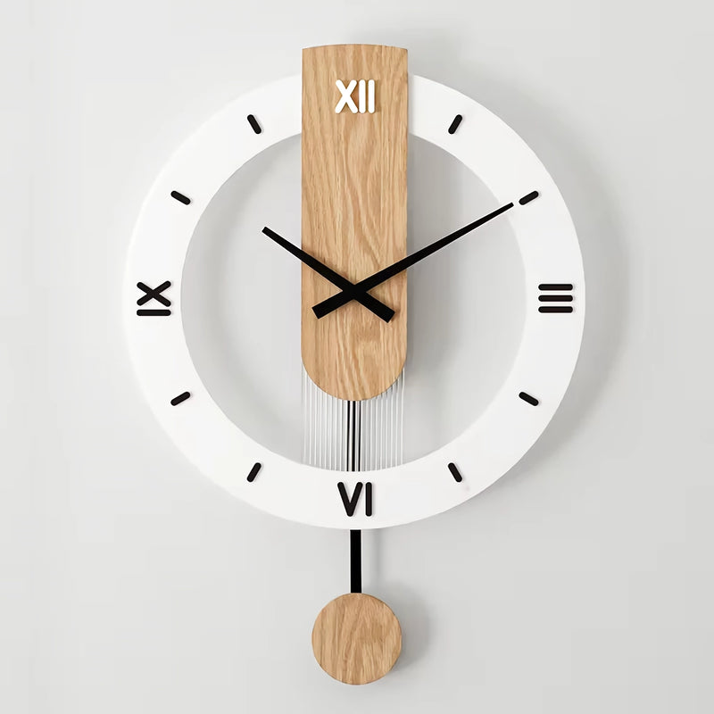 nordic modern solid wood wall clock, view 2 - MRSLM