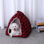 cozy plaid pet tent bed, view 3 - MRSLM