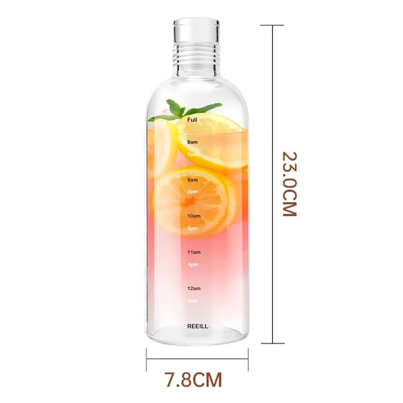 transparent plastic time marker water bottle, view 3 - MRSLM