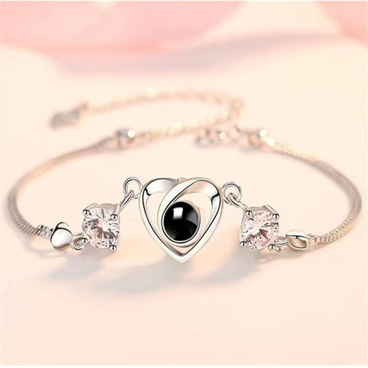 s925 silver heart projection bracelet, view 3 - MRSLM