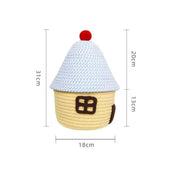 small round woven rope basket with lid, view 9 - MRSLM