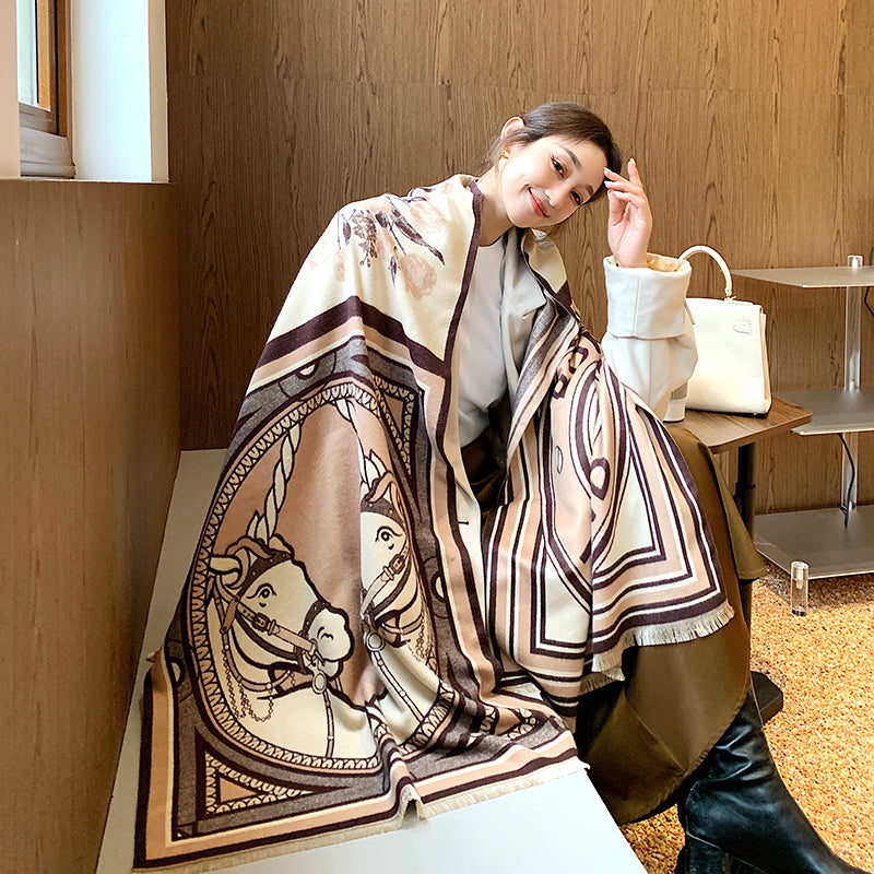geometric cashmere-look scarf, view 12 - MRSLM