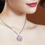 925 silver petal gem necklace, view 4 - MRSLM