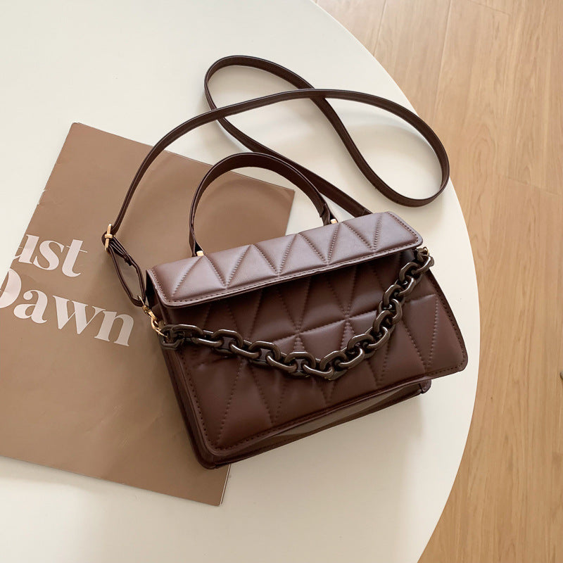 Chain-trimmed plaid crossbody bag, view 5 - MRSLM