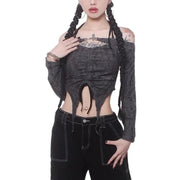 ripped drawstring halter top - MRSLM