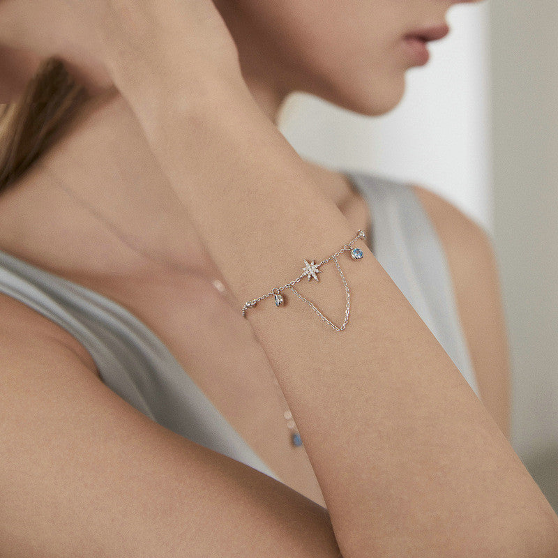 silver geometric pendant bracelet - MRSLM