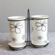 Ceramic chopsticks and utensil storage set, view 6 - MRSLM