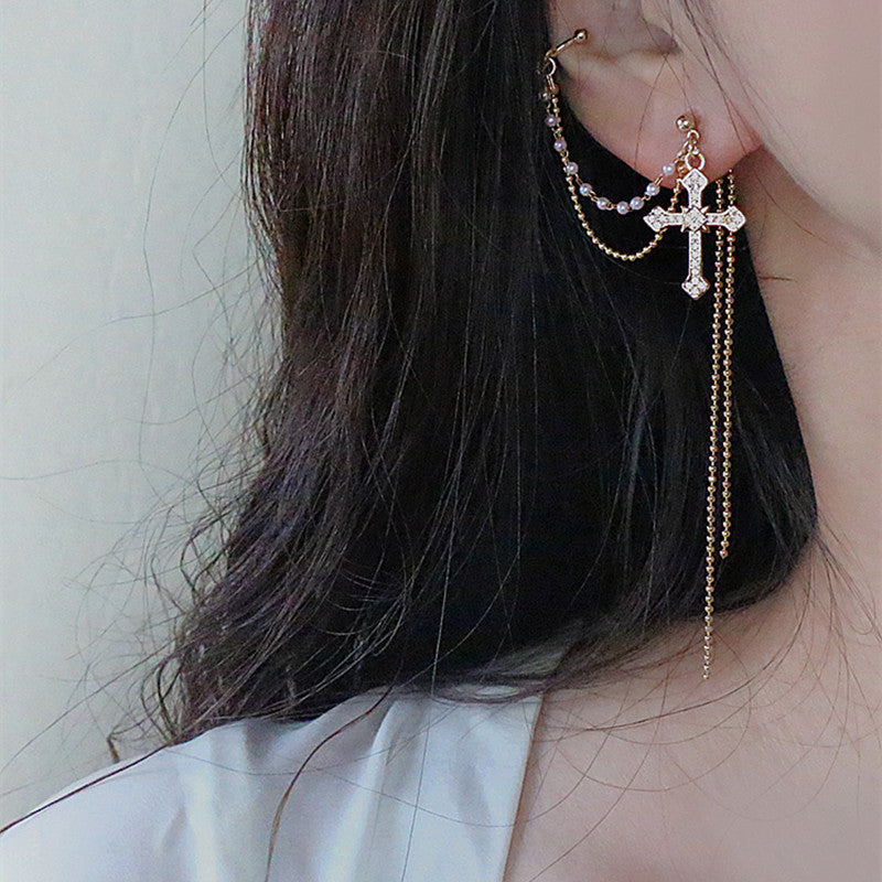 tassel chain earring single - MRSLM