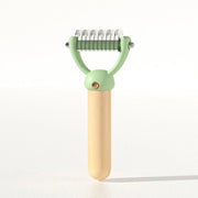 double-sided pet hair comb with wooden handle, view 4 - MRSLM