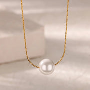 minimalist simulated pearl necklace, view 5 - MRSLM