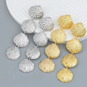 gold plated shell earrings, view 5 - MRSLM