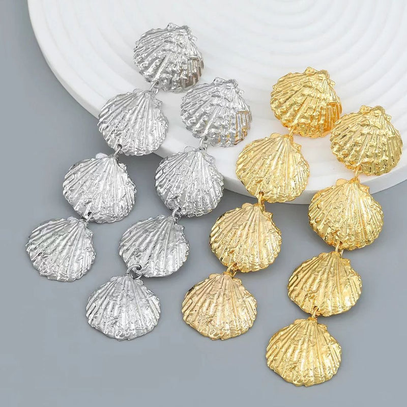 gold plated shell earrings, view 5 - MRSLM