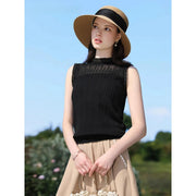 lace stand-up collar tank top, view 4 - MRSLM