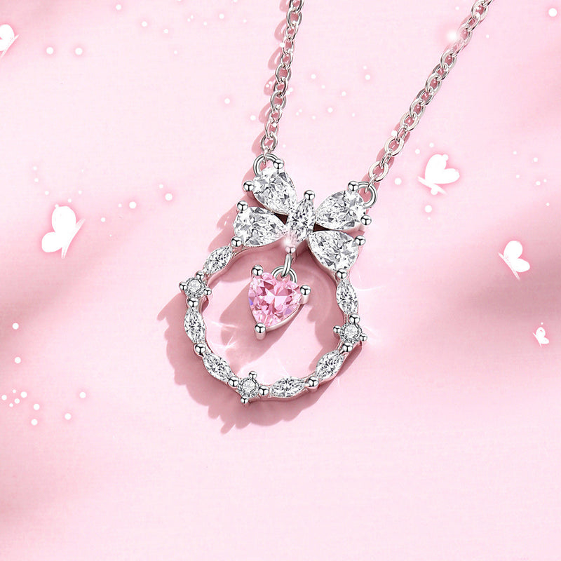 925 silver heart zircon pendant necklace, view 4 - MRSLM