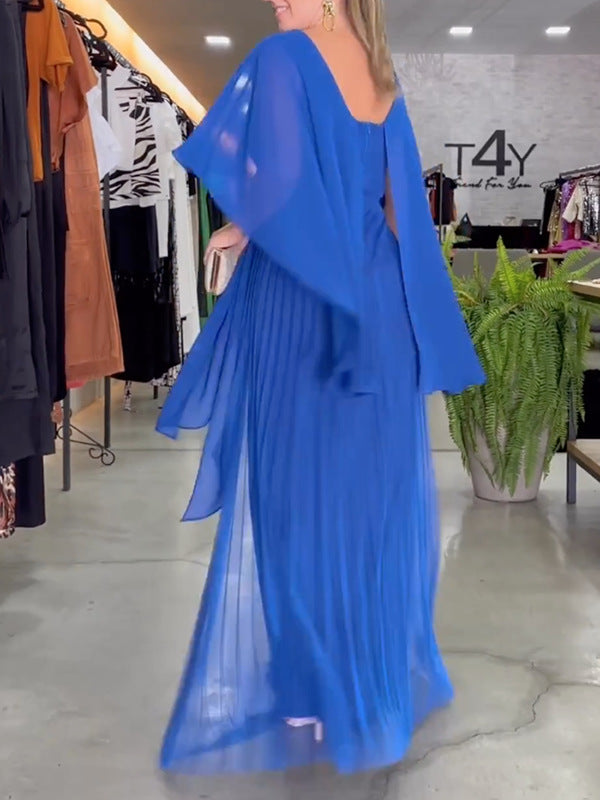 Chiffon cape maxi dress close-up - MRSLM
