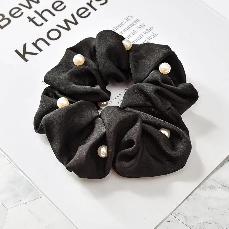 satin pearl scrunchies, view 3 - MRSLM