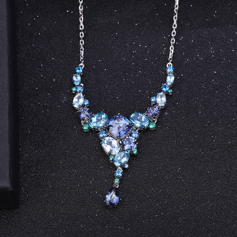 S925 silver natural topaz pendant necklace, view 2 - MRSLM