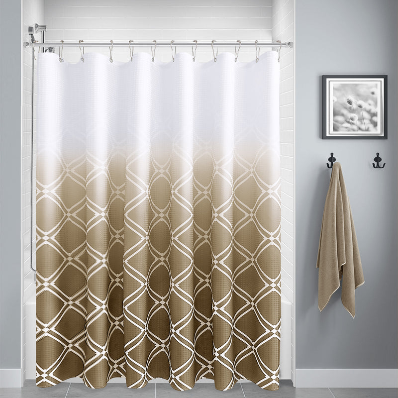Geometric gradient waterproof shower curtain, view 4 - MRSLM