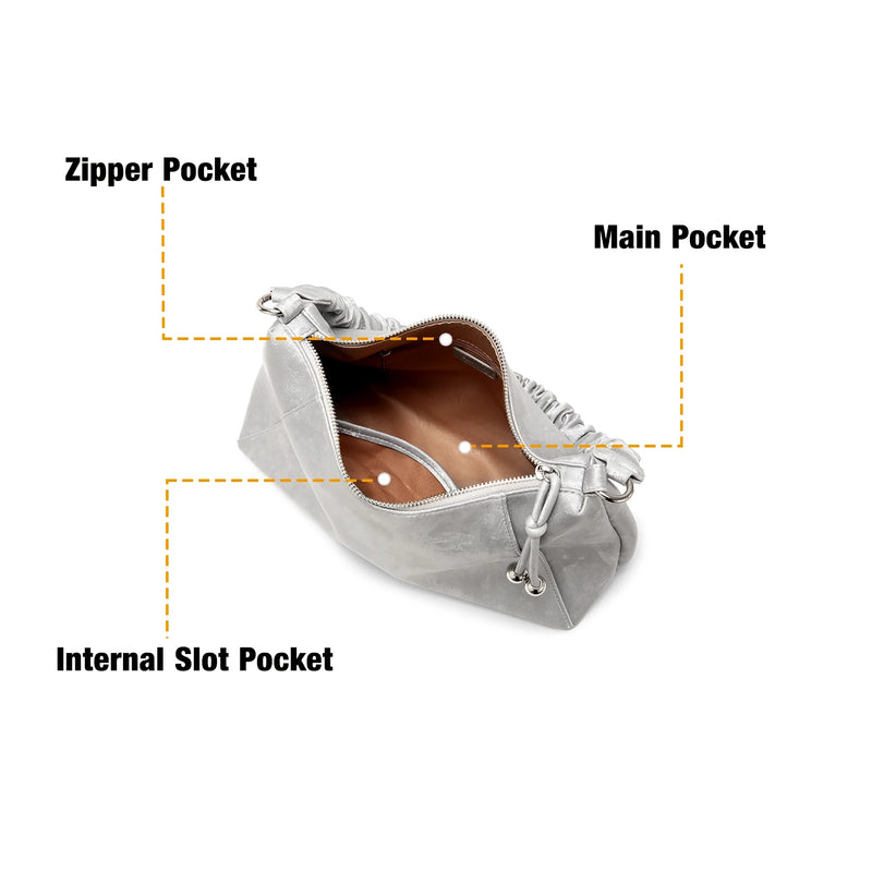 women's silver pu shoulder bag, view 8 - MRSLM